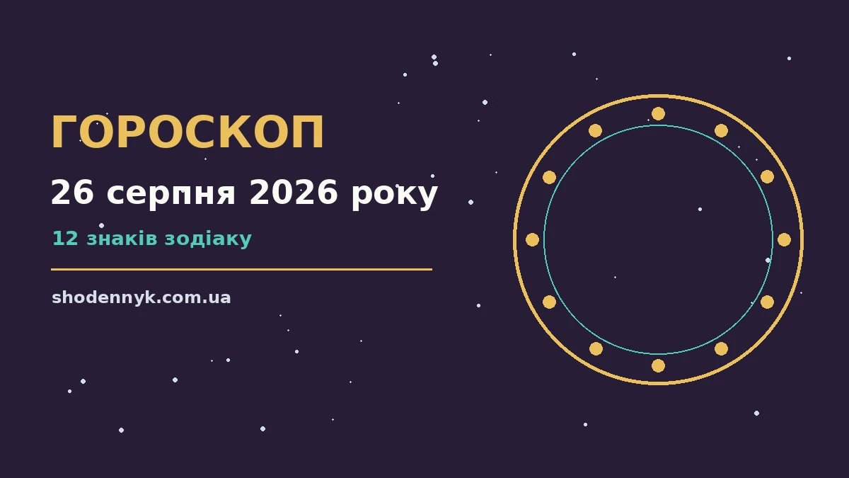 Астрологічний гороскоп на 26 серпня 2026 року із символами знаків зодіаку